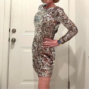 Badgley Mischka sequin evening dress